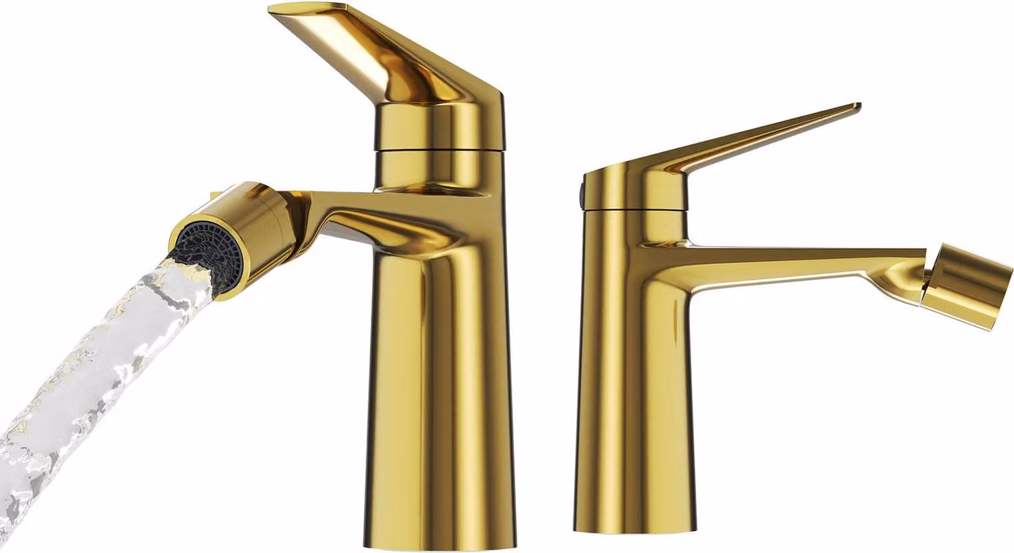 Granitan - Rubinetto per bidet - Rubinetto da bagno - Cartuccia in Vetroceramica - Ottone - Oro - Rubinetto per bidet - NAVE