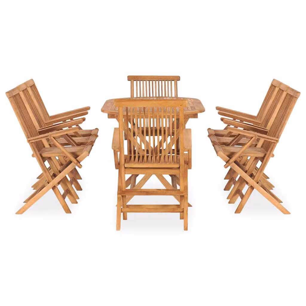 Set da Pranzo da Giardino 9 pz Pieghevole in Massello di Teak