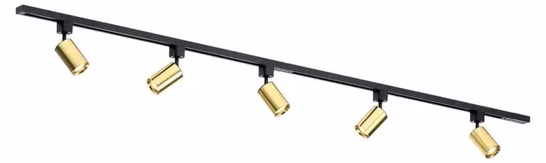 Binario di illuminazione monofase GU10 - 200 cm - a forma di i - 5 faretti - Oro