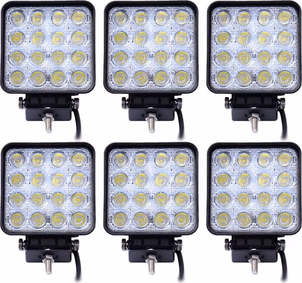 Greenmigo 6x48W 16 LED proiettore LED faro da lavoro per esterni lampada offroad faro ausiliario per Jeep SUV 12-24V nero alluminio pressofuso IP67