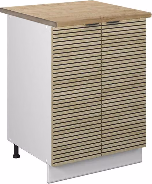 Mobiletto base cucina Fame-Line Vicco in quercia e bianco con ante a battente L 60 cm x H 82 cm – 1