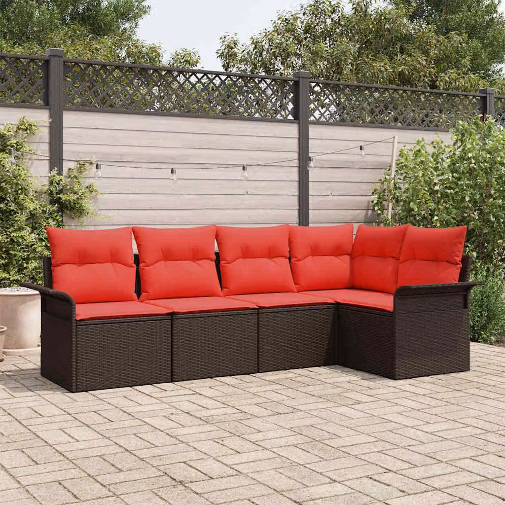 Maison Exclusive - Set da giardino composto da 5 pezzi, divano in rattan sintetico marrone