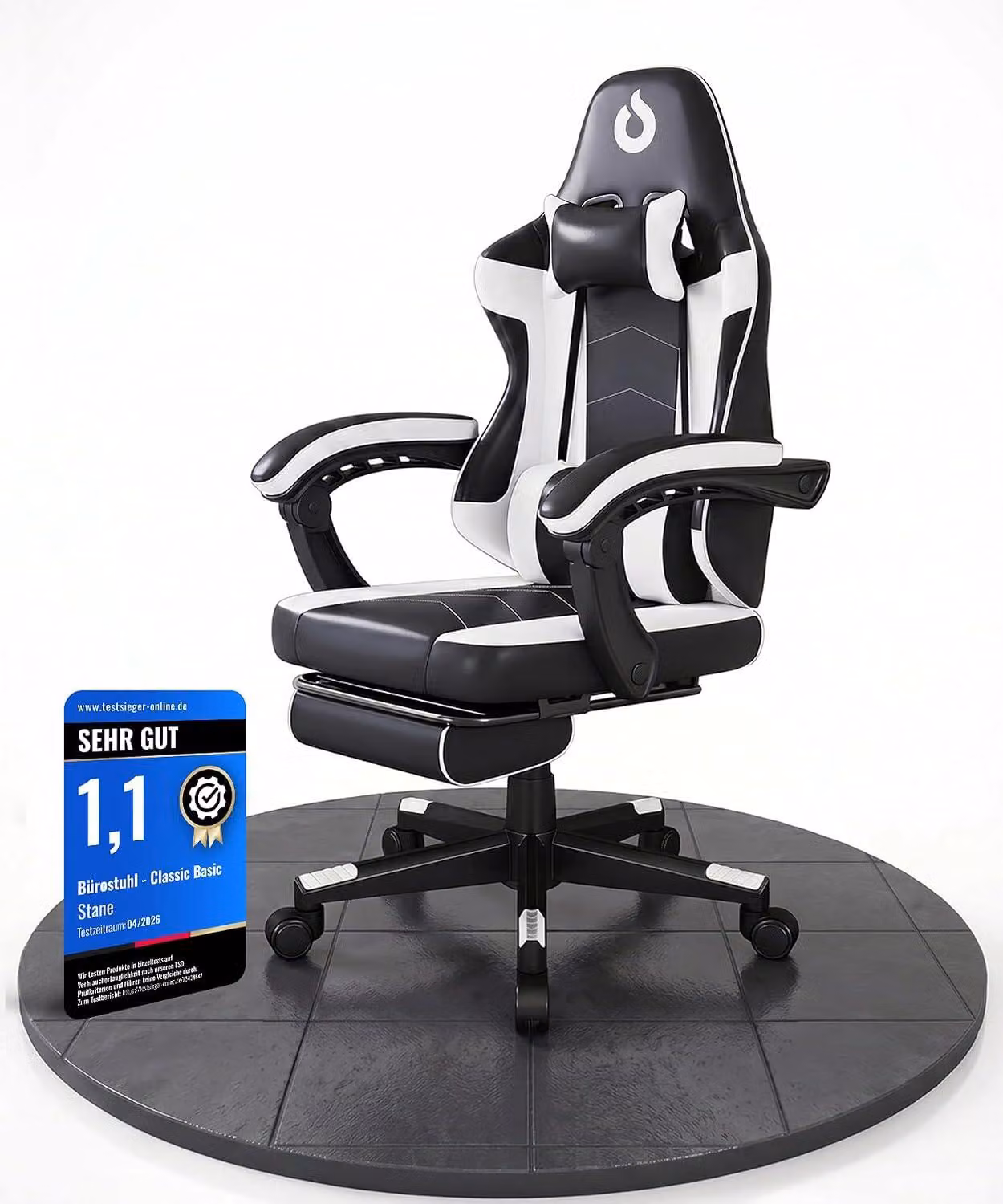 Sedia per bambini da gaming – Sedia da gaming ergonomica con poggiapiedi estensibile, base a cinque razze stabile con ruote girevoli a 360°, realizzata in PU