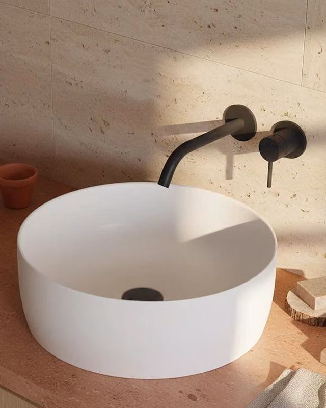 Lavabo 40 cm da appoggio Torino solid surface bianco opaco