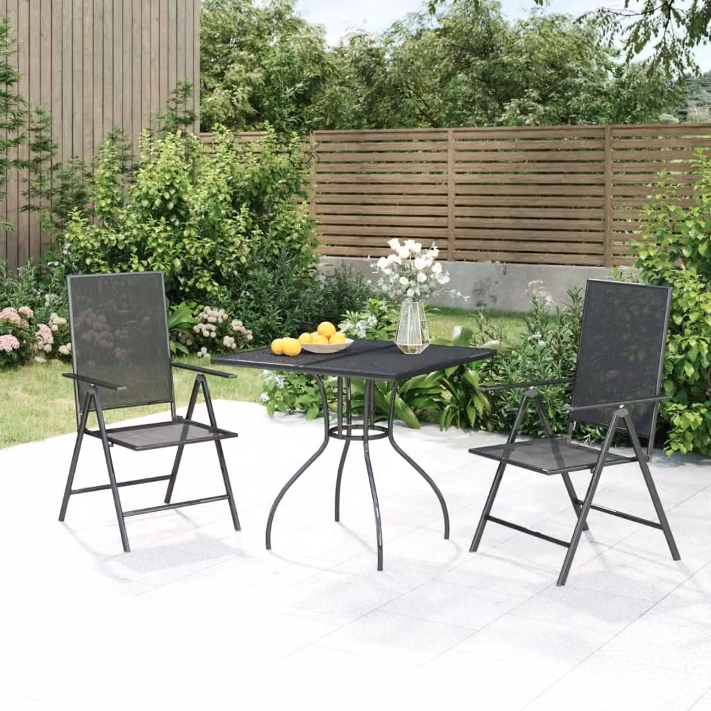 The Living Store Set da pranzo da giardino 3 pezzi in acciaio antracite