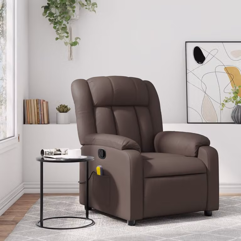 vidaXL Poltrona Reclinabile Relax in Similpelle Marrone con Braccioli