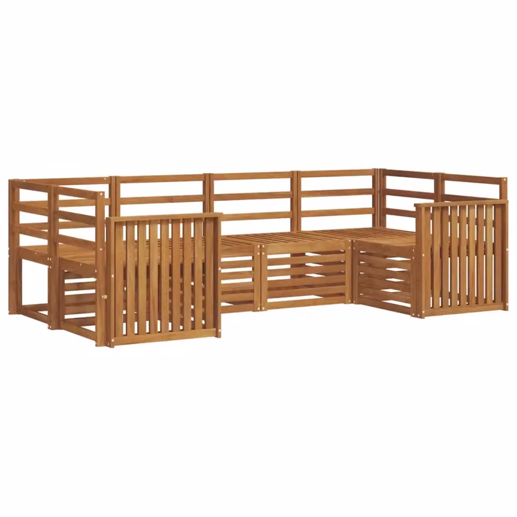 Set di divani da esterno a L vidaXL in legno di acacia con cuscini, colore beige e marrone – 2