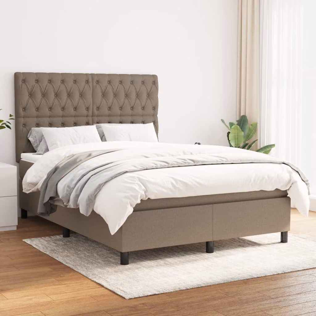 vidaXL Letto Ibrido con Giroletto a Molle e Materasso a Tasche Beige L/P: 140 x 200 cm