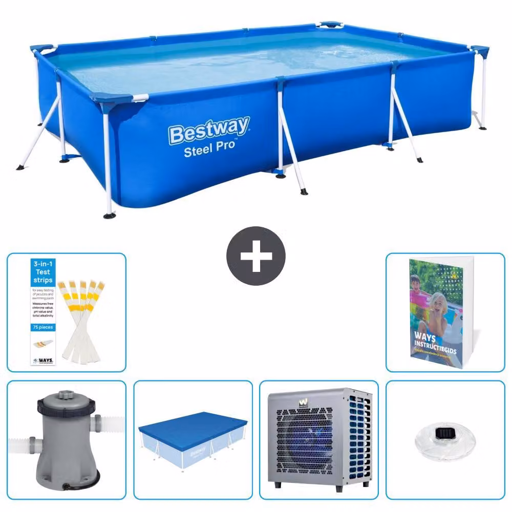 Bestway Steel Pro, piscina rettangolare - 300x201x66 cm - composta da 5 parti, modello S175