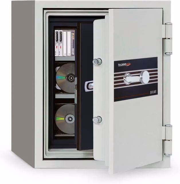 Armadio Ignifugo Technomax in Acciaio Grigio con Chiave per Supporti Magnetici e Resistenza 60 Minuti L: 52,2 cm, P: 40,4 cm, H: 44,0 cm