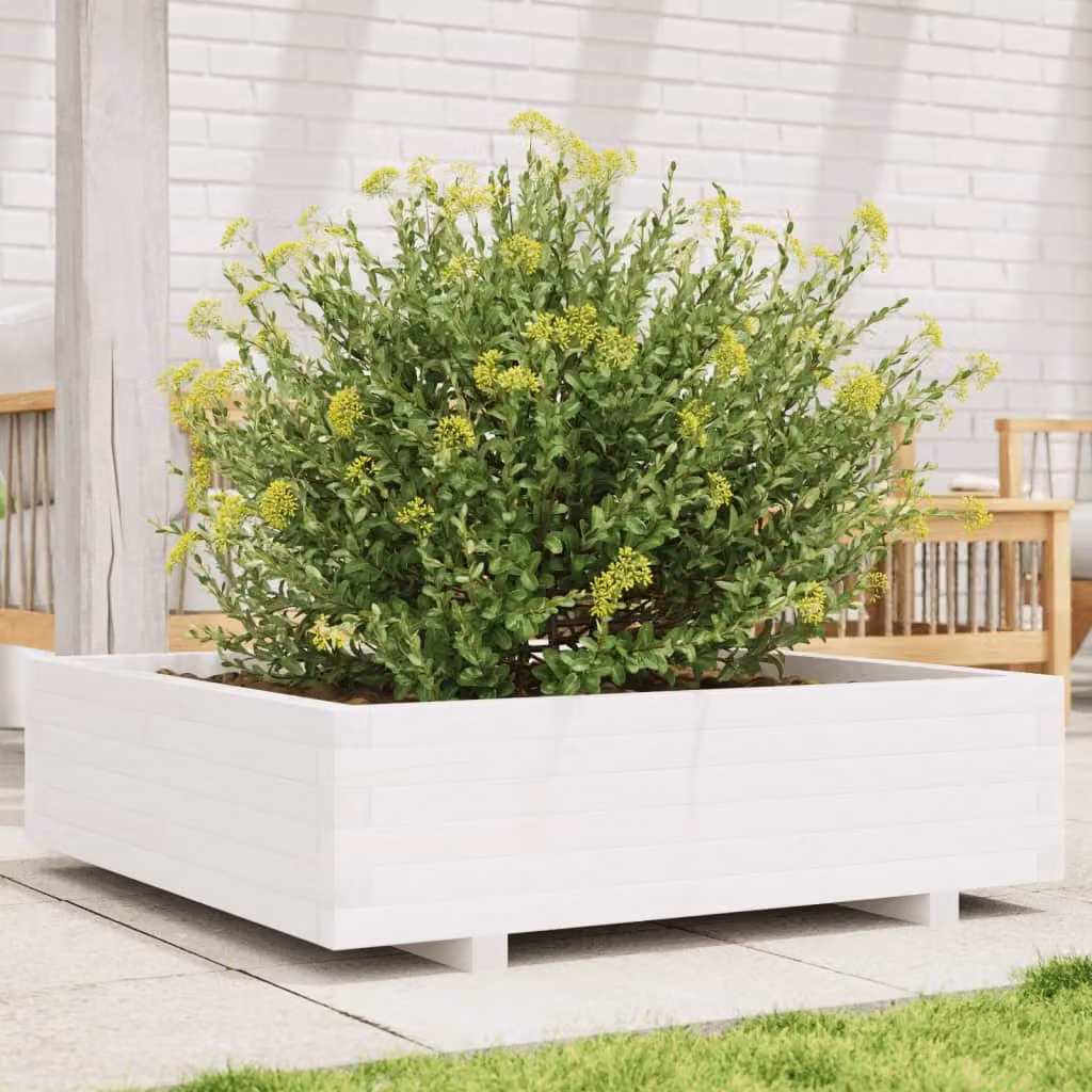 Fioriera da giardino vidaXL in legno di pino bianco L 90 cm x P 90 cm x H 26,5 cm
