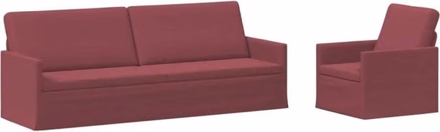 Set di 2 divani moderni vidaXL in tessuto rosso per soggiorno con struttura in metallo