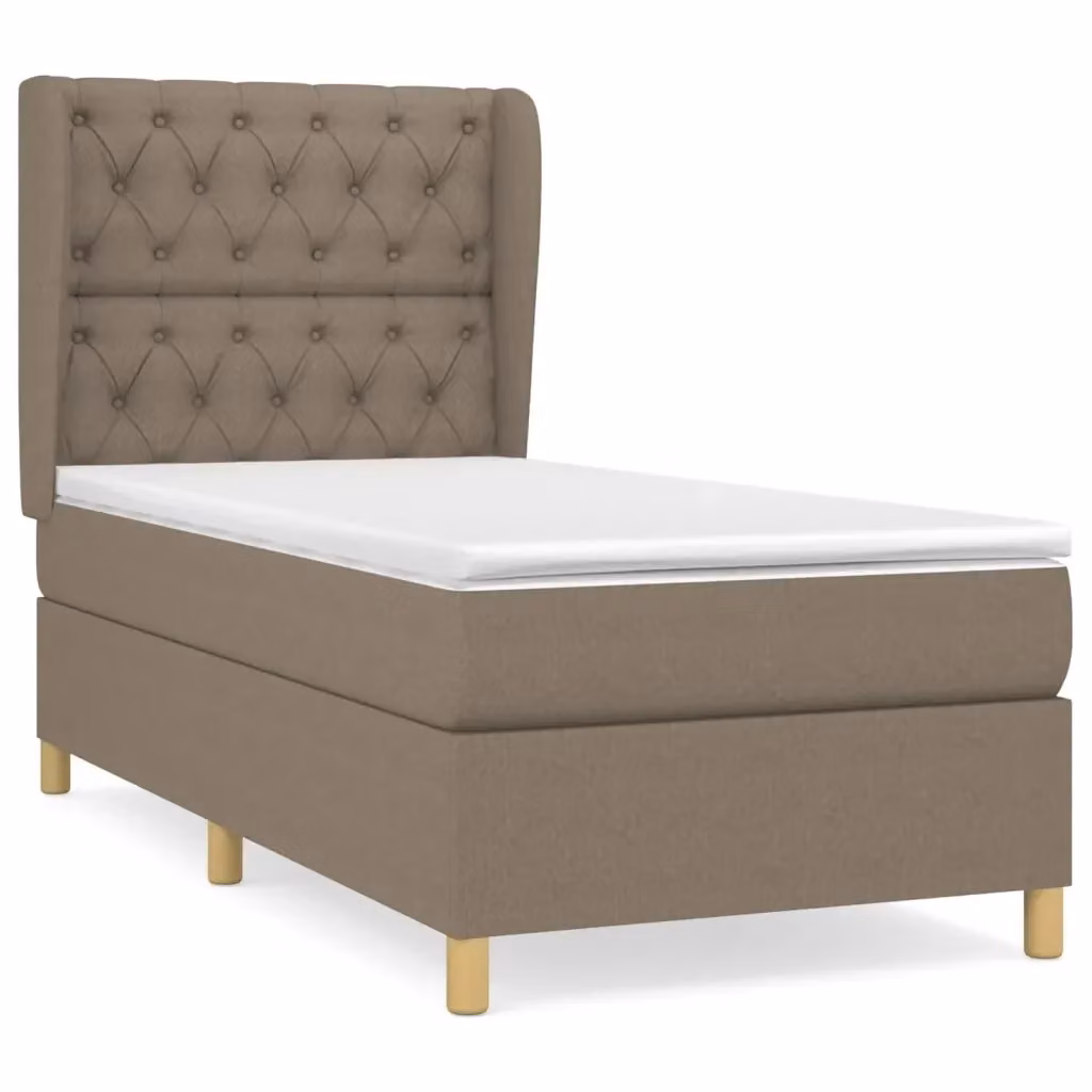 vidaXL Giroletto a Molle con Materasso in Tessuto, Colore Tortora, L/P/H: 80 x 200 x 83 cm – 2