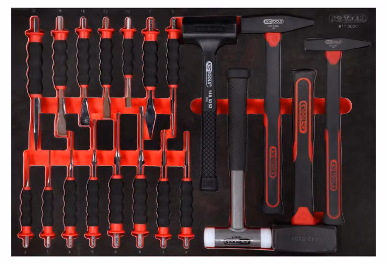 KS TOOLS Set di martelli e scalpelli con inserto in schiuma, 20 pezzi ( 811.0020 )