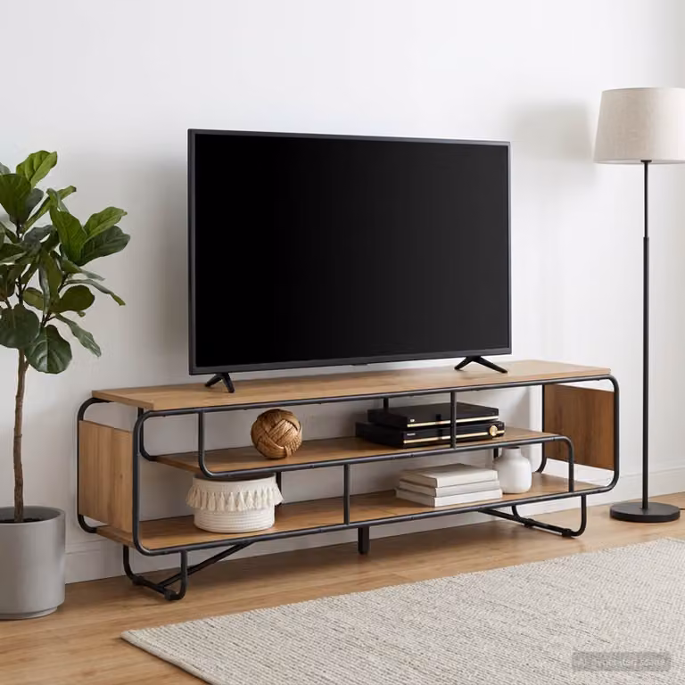 vidaXL Mobile TV Stand in Legno e Metallo Stile Industrial, Colore Marrone Rovere, L 180 x P 36 x H 45 cm