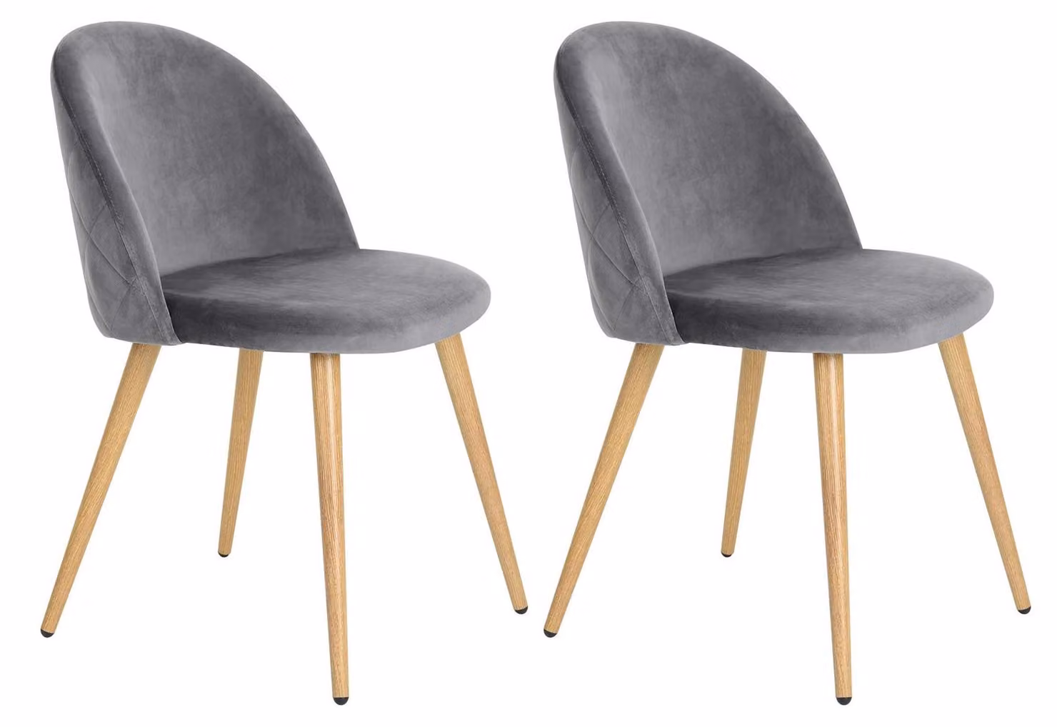 Set di 2 poltrone in velluto, stile scandinavo, gambe in metallo, colore grigio, dimensioni 56x50x78 cm