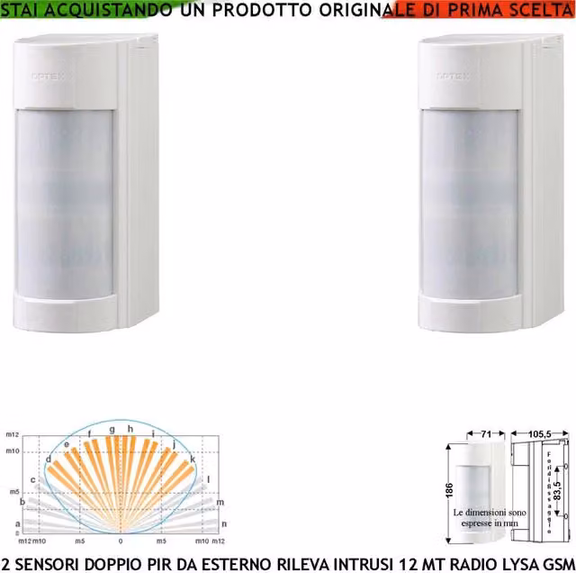 Set di 2 rilevatori di intrusi Securvera con doppio infrarosso wireless per esterno, bianco, protezione IP55