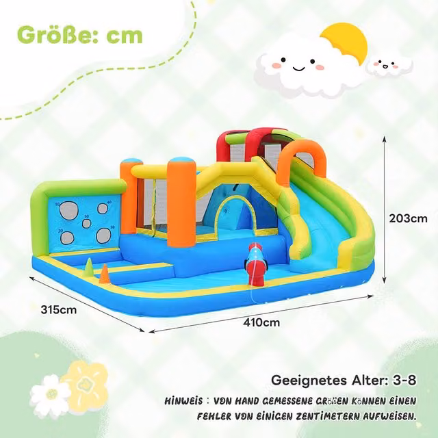 Parco giochi per bambini-Xylo-Ventilatore 450W + Acquatici + Basket trampolino + Arrampicata + Lanci