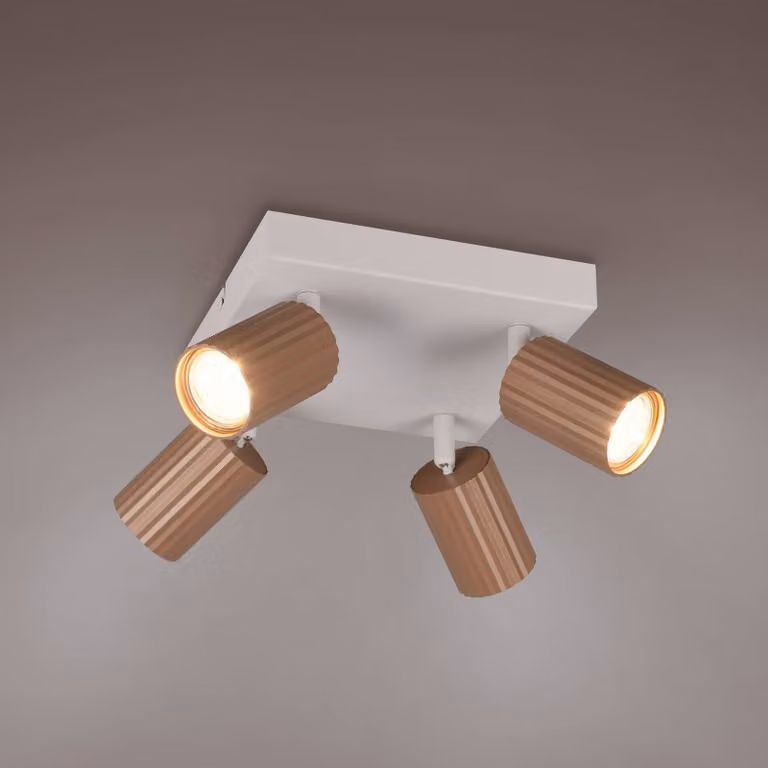 Trio Lighting Faretto da soffitto Soka, marrone/grigio, lunghezza 20 cm, metallo, a 4 luci. dimmerabile, Marrone / Ruggine, Soggiorno / Sala da pranzo, Metallo, Moderno, Faretto alogeno