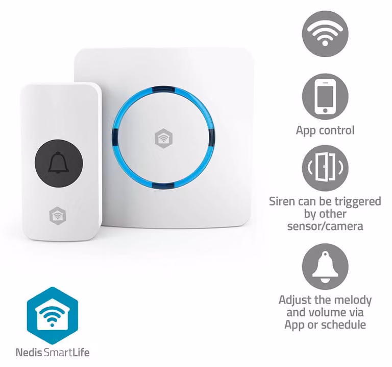 Campanello wireless con Wi-Fi, 60 melodie, bianco