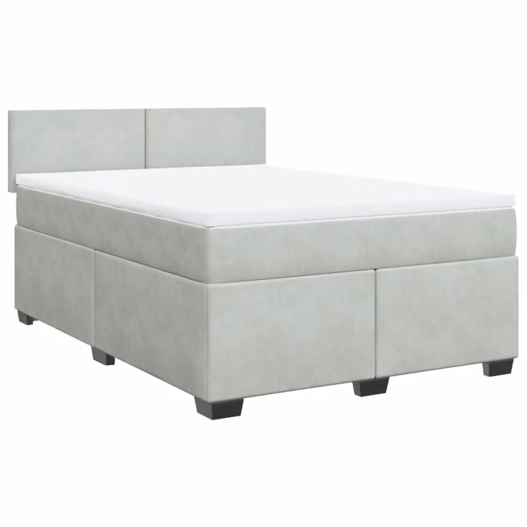 Giroletto a Molle con Materasso Grigio Chiaro 160x200cm Velluto