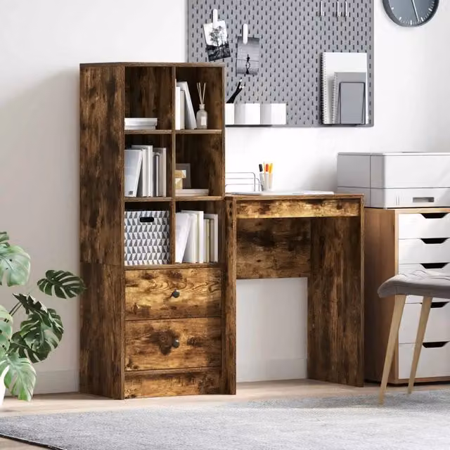 Scrivania Rovere fumé 105,5 x 34 x 127 cm 2 pz 3337301
