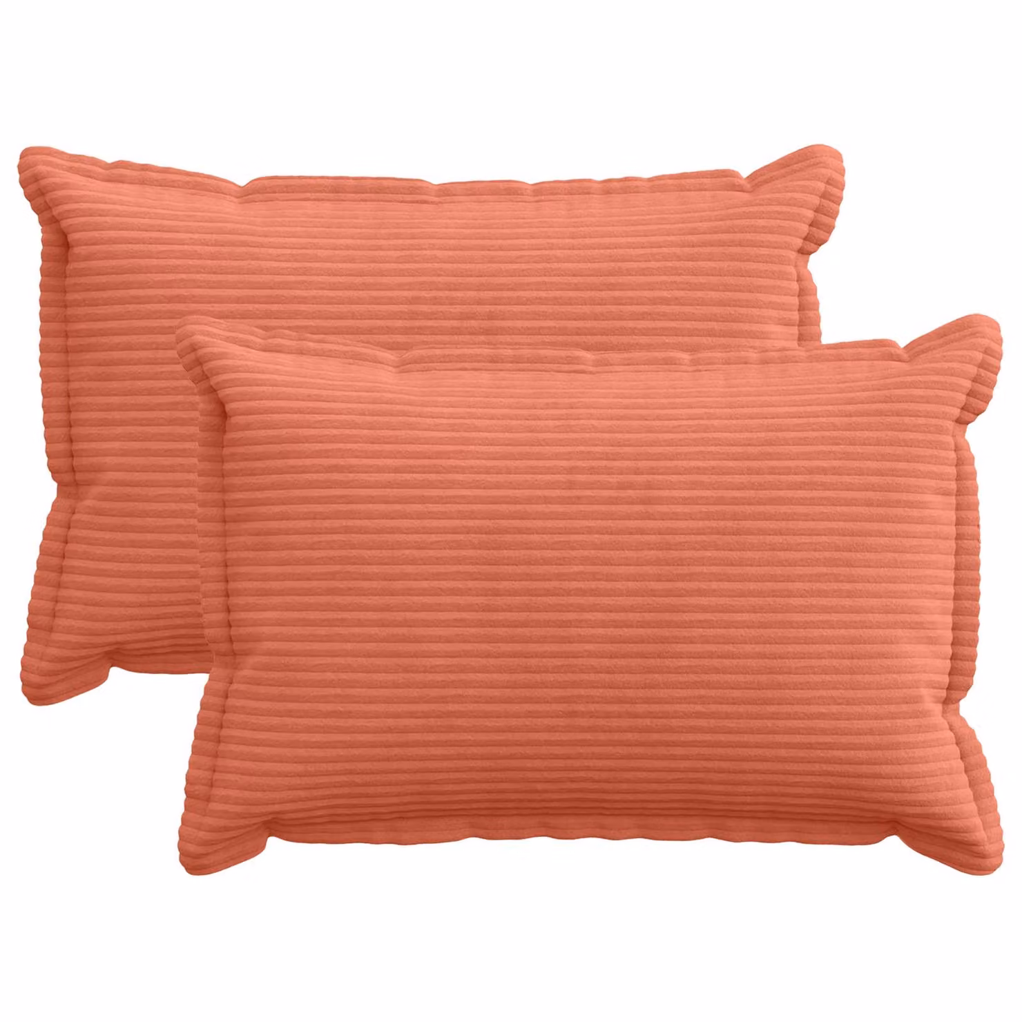 Set di 2 federe vidaXL HOUTEN in velluto a coste, colore rosso arancio, L 50 cm x P 75 cm