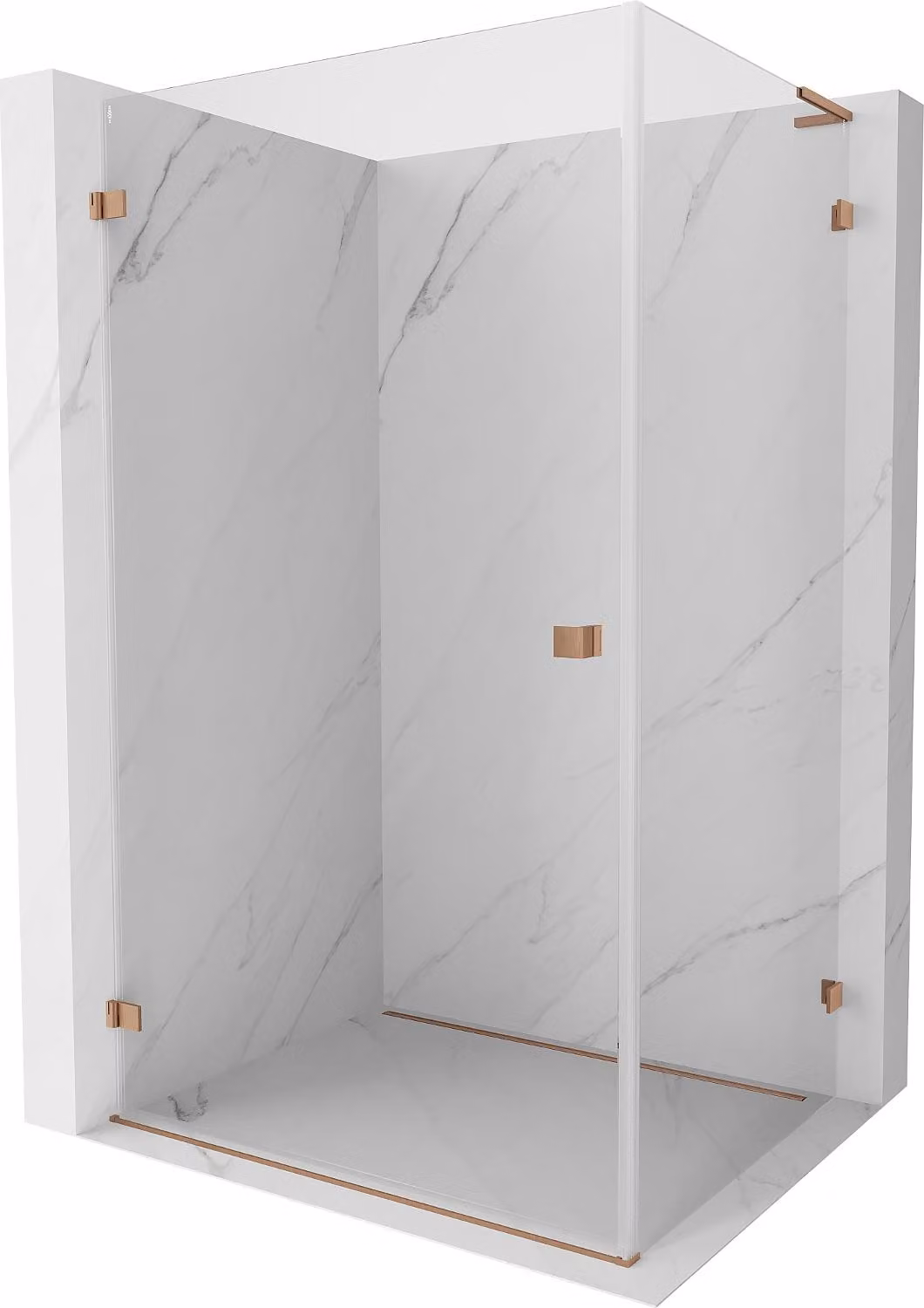 Mexen Lunar-B L cabina doccia a battente sinistra 100 x 80 cm, trasparente, rame spazzolato - 832L-100-080-65-00-L