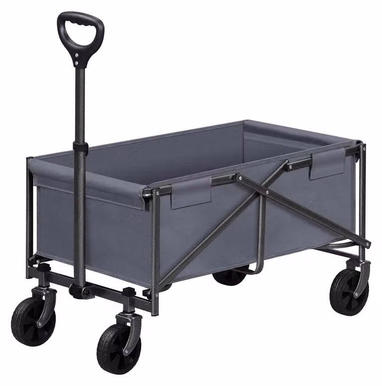 Carrello pieghevole per il trasporto – Carrello manuale – Maniglia regolabile – Capacità di carico: 80 kg – Ideale per giardino, campeggio, spiaggia e spesa – Colore: grigio