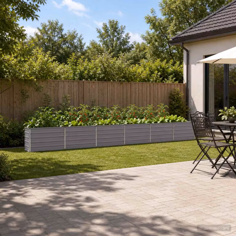 Letto rialzato da giardino vidaXL in metallo Grigio L: 480 cm, P: 40 cm, H: 55 cm
