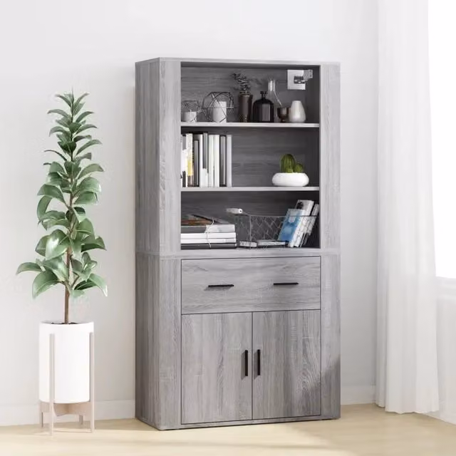 Credenza-Buffet-Armadio da cucina Grigio Sonoma in Legno Multistrato 605634