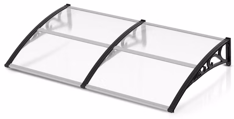 Tenda trasparente per porta d'ingresso - 200 x 100 cm - Policarbonato - Struttura in alluminio