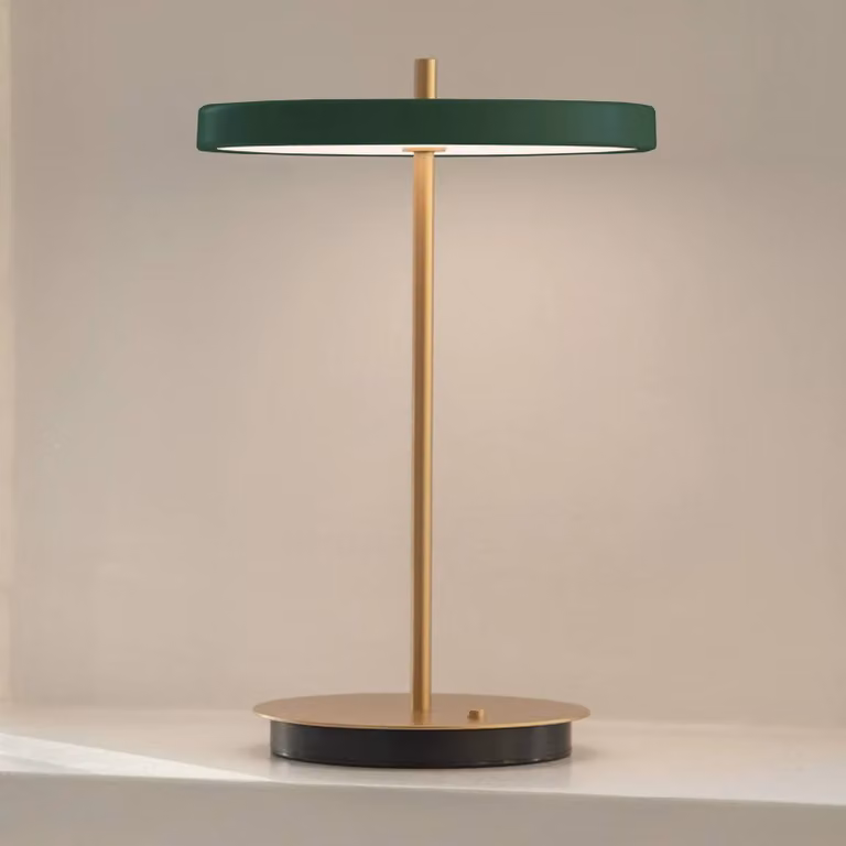 UMAGE Lampada da tavolo a LED Asteria Move, dimmerabile, Ottone / Oro, Soggiorno / Sala da pranzo, Metallo, Design, Lampada da tavolo LED