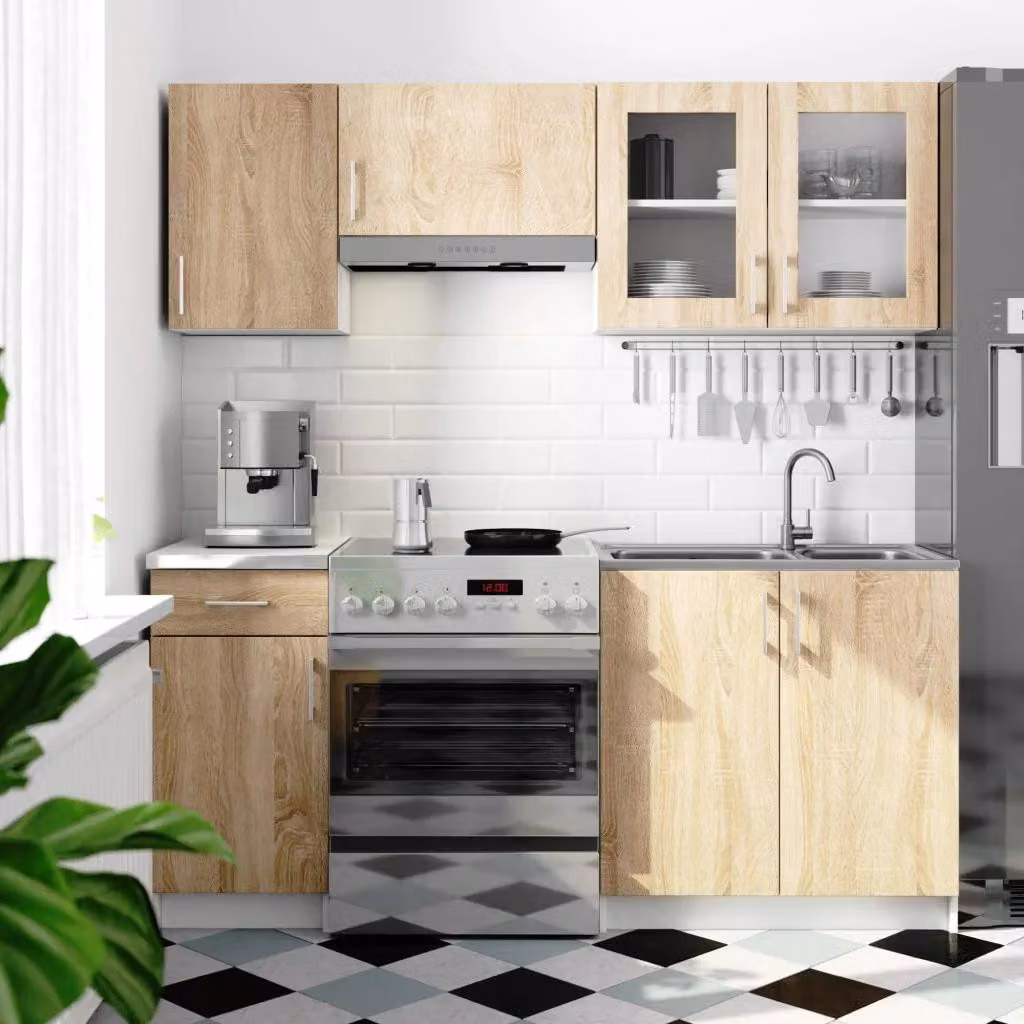 Mobile cucina dritto 180 cm TRIVORA - rovere sonoma / bianco