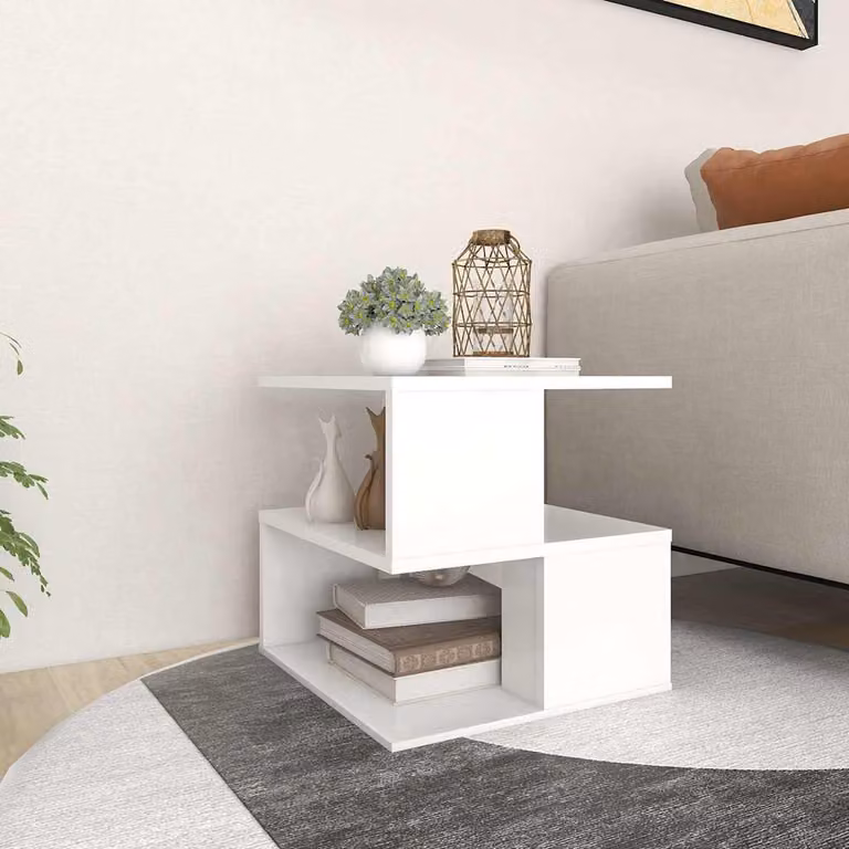 vidaXL Tavolino Quadrato Moderno Bianco in Legno L/P/H: 40 x 40 x 40 cm