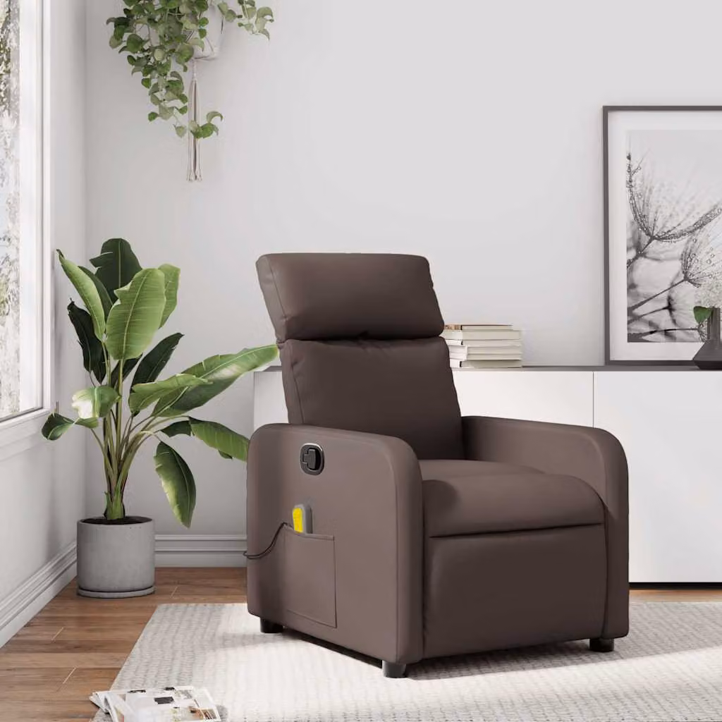 Poltrona relax reclinabile vidaXL in similpelle marrone con braccioli