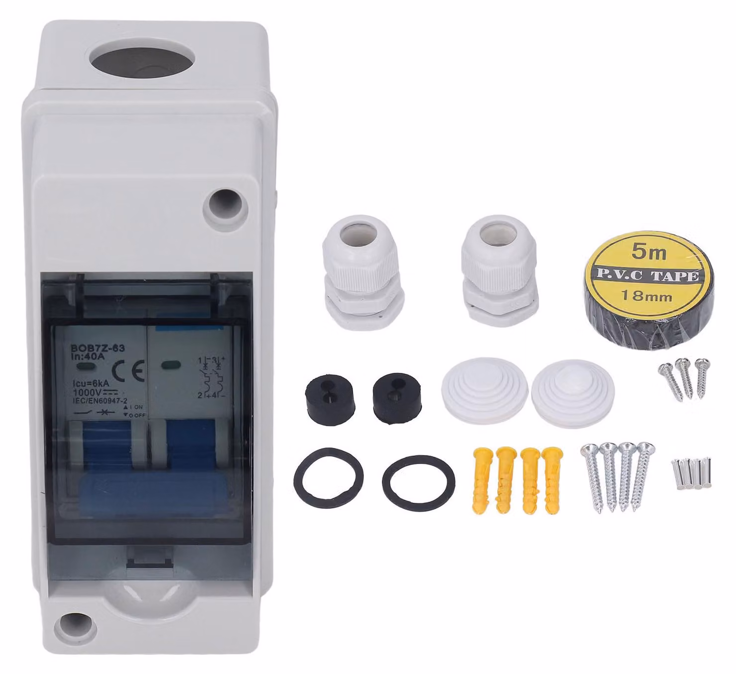 Sezionatore CC, 40 A, copertura protettiva trasparente, interruttore magnetotermico miniaturizzato con scatola di distribuzione IP65, 1000 V