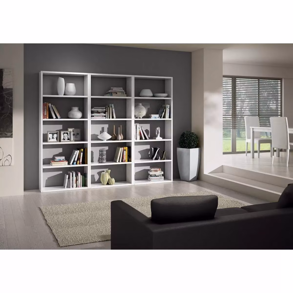 Libreria porta TV moderna bianco frassino Mobili 2G L: 267 cm, P: 30 cm, H: 218 cm – 4