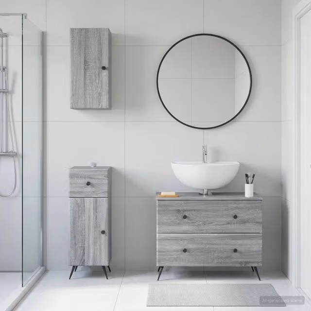 Set di armadietti da bagno in 3 pezzi BREDA Sonoma grigio 3417807