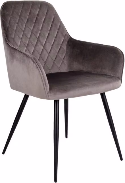 Set di 2 sedie da pranzo Harbo in velluto color mushroom con gambe in metallo nero – 1