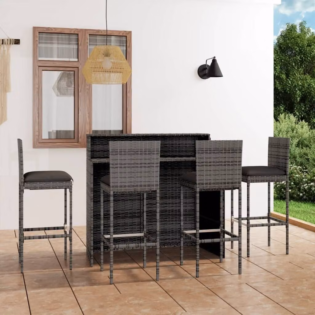 Maison Exclusive - Set da giardino da 5 pezzi con cuscini, grigio