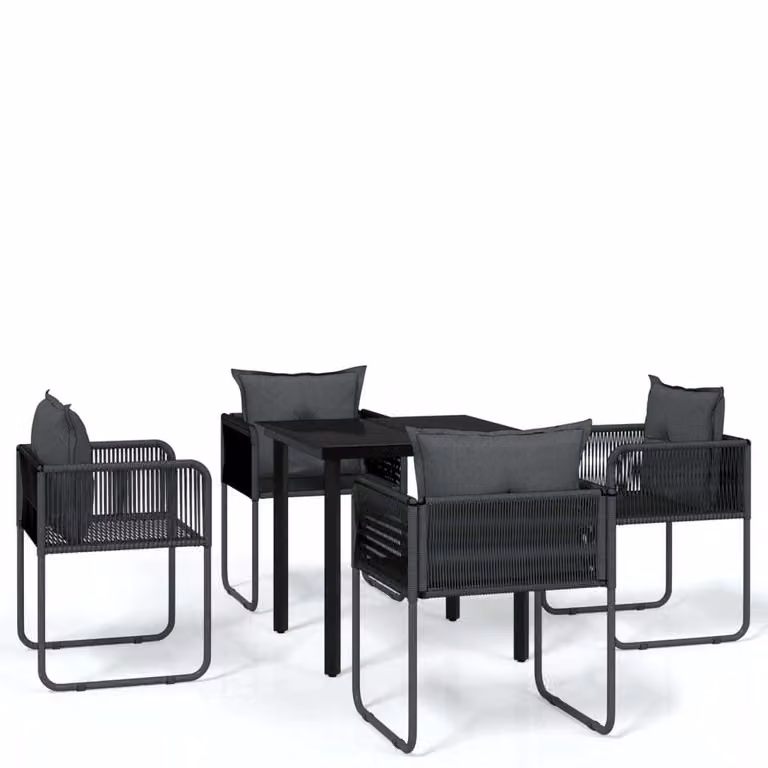 Set da Pranzo da Giardino 5 pz Nero