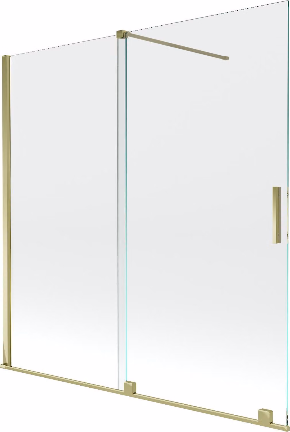 Mexen Velar paravento da vasca 2 ante scorrevole 160 x 150 cm, trasparente, dorato - 896-160-000-01-50