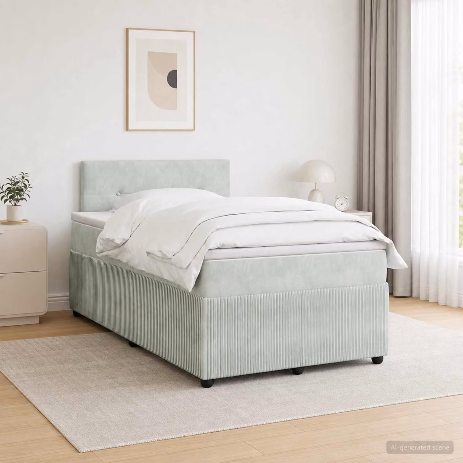 Maison Exclusive - Letto boxspring con materasso grigio chiaro 120 x 200 cm in velluto