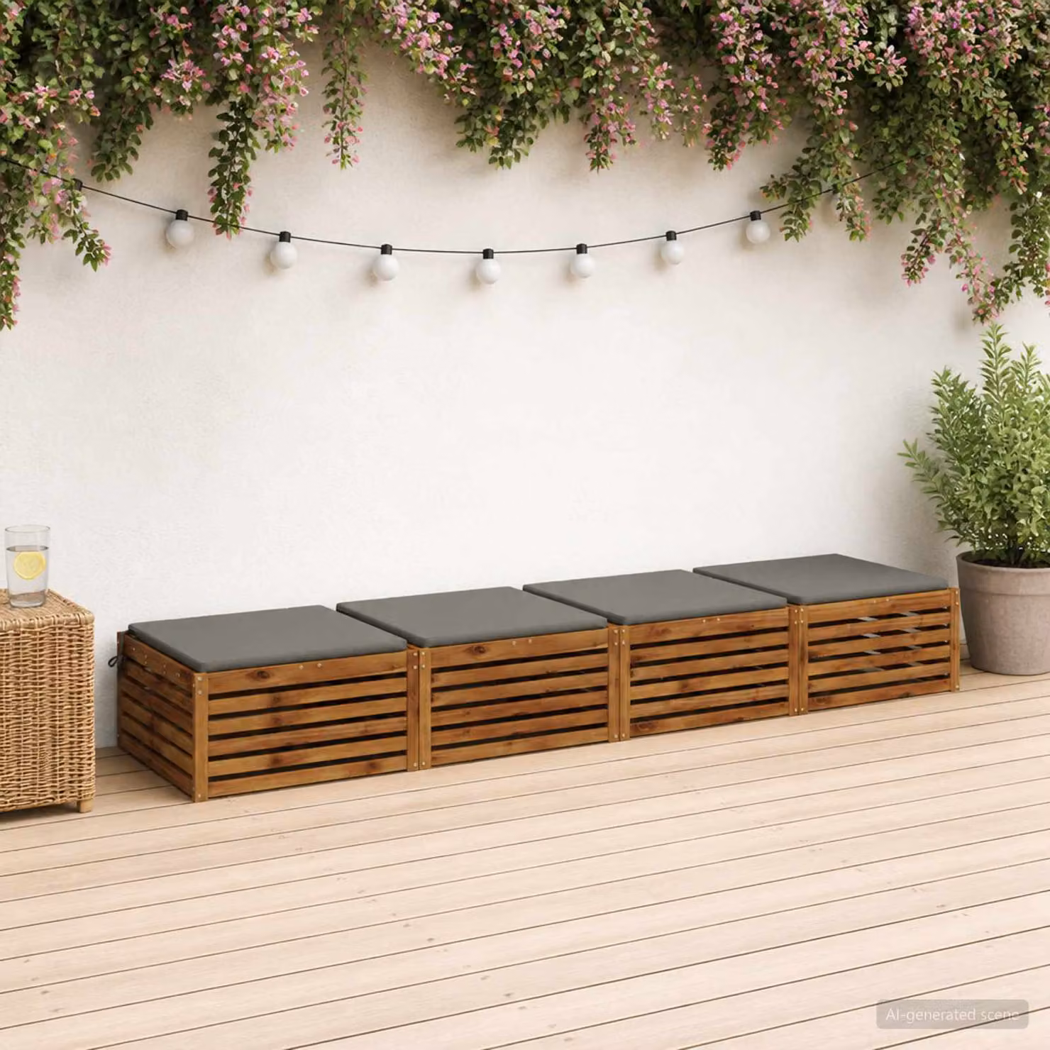 Set di 4 cuscini per sedia vidaXL in poliestere grigio con rivestimento lavabile e resistente ai raggi UV
