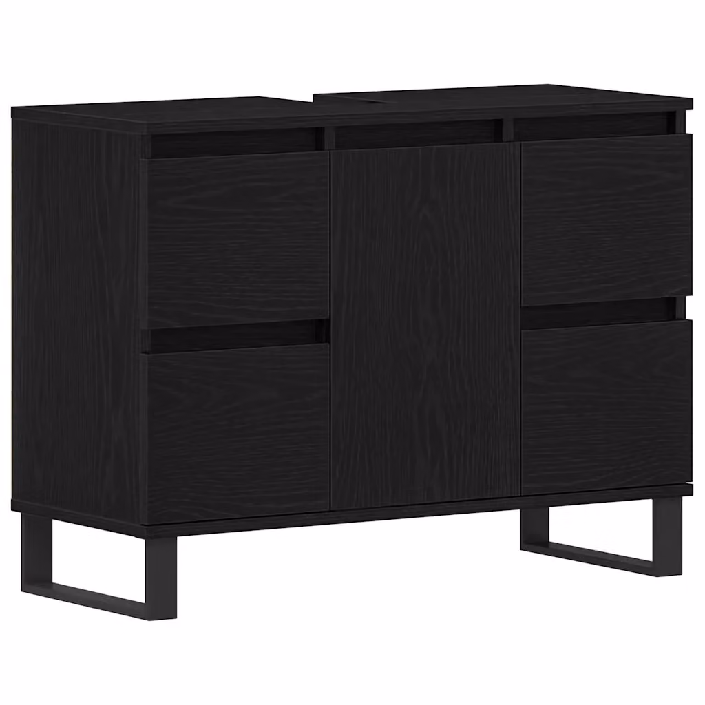 Mobile da bagno moderno vidaXL nero con ante e cassetti, sospeso, L: 80 cm, P: 33 cm, H: 60 cm – 2