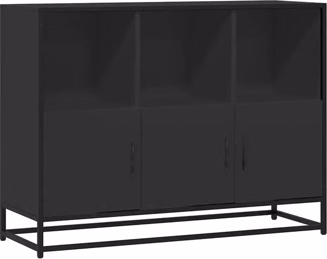 Credenza | Madia | Buffet da pranzo | Armadio da pranzo Nera 100x35x76 cm in Legno Multistrato