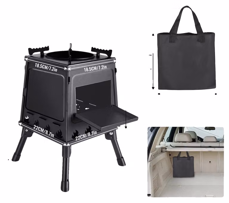 Forno a legna, design portatile, completo di accessori, colore nero