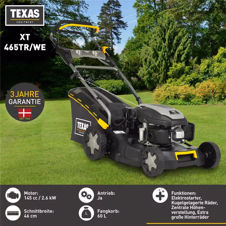Tosaerba a benzina TEXAS con avviamento elettrico a trazione XT465TR/E 4in1 46cm
