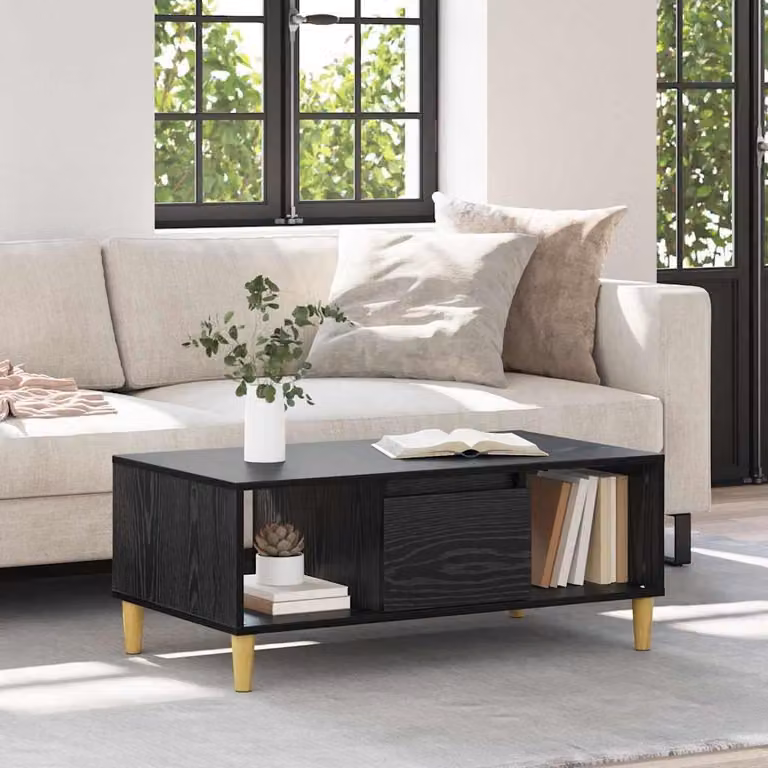 Maison Exclusive - Tavolino da salotto effetto rovere nero 90 x 50 x 26,5 cm Materiale ligneo